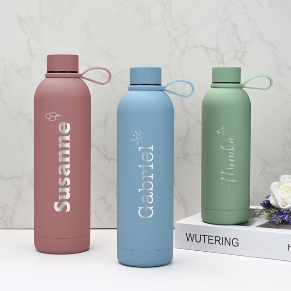 Personalized Balloon Sun Cherry Stainless Steel Insulated Water Bottle with Engraved Name Back to School Birthday Anniversary Gift for Friends Family