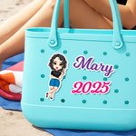 Personalised Cartoon Character Name Text Acrylic Bag Charm Accessories for Bogg Beach Party Vacation Birthday Gift for Women