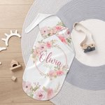 Personlig akvarellblomsterkrans 100% bomulls myk swaddle og knutehatt sett med navn Baby Photo Props Baby shower gave til nyfødt