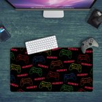 Tappetino per mouse personalizzato al neon Gamepad Design antiscivolo di grandi dimensioni con nome Accessorio per ufficio Regalo di compleanno per studenti colleghi amici