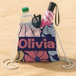 Serviette de Plage Pliable Personnalisée avec Nom et Fleur Danoise Accessoire à Séchage Rapide Sac de Plage Cadeau Anniversaire Voyage pour Femme