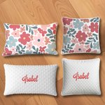 Personalisiertes Weiches Blumen Design Kissen mit Namen Stickerei Minky Fleece auf der Rückseite Haus Deko Geburtstag Geschenk für Freunde Familie