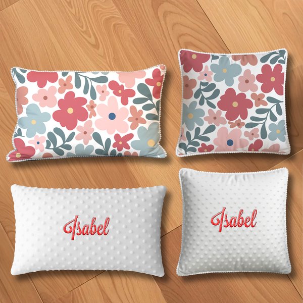 Personalisiertes Weiches Blumen Design Kissen mit Namen Stickerei Minky Fleece auf der Rückseite Haus Deko Geburtstag Geschenk für Freunde Familie