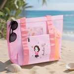 Personalizada Nacimiento Flor Caricatura Personaje Malla Bolsa de playa con nombre Verano Vacaciones Piscina Cumpleaños Regalo para Mujeres Niñas