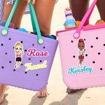 Personalised Cartoon Character Name Text Acrylic Bag Charm Accessories for Bogg Beach Party Vacation Birthday Gift for Women