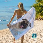 Toalla de playa personalizada de secado rápido con foto de mascota y nombre Piscina Vacaciones Esenciales Regalo de cumpleaños para un amante de las mascotas