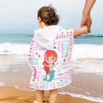 Personalized Cartoon Sea Animal Word Cloud Quick Dry Kid Hooded Beach Towel with Name Beach Essentials Summer Vacation Birthday Gift for Boys Girls