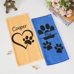 Personalized Multicolor Dog Paw Cleaning Towel with Name and Hanger Soft Super Absorbent Pet Supplies Gift for Pet Lovers Owners