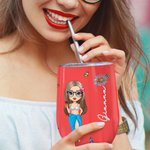 Bicchiere da 355ml personalizzato con nome fiore di nascita e personaggio in stile cartone animato regalo di compleanno matrimonio o festa per donne