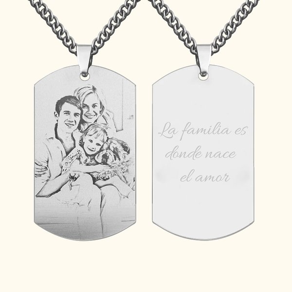 Collar personalizado con foto grabada y texto regalo para el Día del Padre cumpleaños o aniversario para hombres