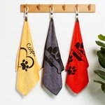 Personalized Multicolor Dog Paw Cleaning Towel with Name and Hanger Soft Super Absorbent Pet Supplies Gift for Pet Lovers Owners