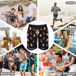 Propriété personnalisée de XX Photo du visage Maillot de bain pour homme avec nom et slip en maille Cadeau d'anniversaire pour mari Petit ami