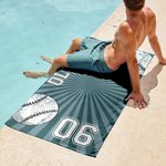 Asciugamano da spiaggia personalizzato con nome e numero per il calcio, il basket, lo sport e l'asciugatura rapida, regalo di viaggio per gli amanti dello sport.