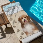 Toalla de playa personalizada de secado rápido con foto de mascota y nombre Piscina Vacaciones Esenciales Regalo de cumpleaños para un amante de las mascotas