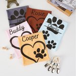 Personalized Multicolor Dog Paw Cleaning Towel with Name and Hanger Soft Super Absorbent Pet Supplies Gift for Pet Lovers Owners