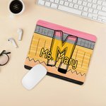 Personalized Pencil Apple Paper Teacher Theme Mouse Pad with Initial and Text Back to School Teacher's Day Appreciation Gift for Teacher