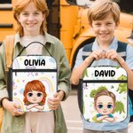 Personalised Animal Rainbow Cartoon Kid Character Portable Insulated Lunch Bag with Name and Mesh Pocket Back to School Birthday Gift for Boys Girls