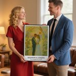 Personalisierte Impressionist Sonnenaufgang Ölmalerei Effekt Foto Poster Malerei gerahmt Gemälde mit Namen und Text Geburtstag Geschenk für Familie Freunde