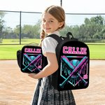 Personalized Cool Ice Cream Dripping Baseball Backpack Lunch Bag Pencil Case Set with Name Set of 3 Back to School Birthday Game Day Gift for Students