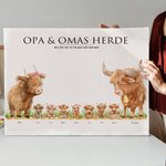 Personalisiertes Poster Gemälde im Rinderfamilie-Design Erhältlich mit oder ohne Rahmen mit Namen Wohndeko Muttertag Vatertag Geschenk für Mama Papa