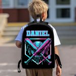 Personalized Cool Ice Cream Dripping Baseball Backpack Lunch Bag Pencil Case Set with Name Set of 3 Back to School Birthday Game Day Gift for Students