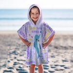 Personalized Cartoon Sea Animal Word Cloud Quick Dry Kid Hooded Beach Towel with Name Beach Essentials Summer Vacation Birthday Gift for Boys Girls