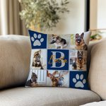 Personalisierter Mehrfarbiger Kissenbezug mit Pfotenabdruck Haustierfotos Namen Initiale Haus Deko Geburtstagsgeschenk für Tierliebhaber Besitzer