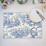 Spersonalizowana podkładka w stylu retro z francuskim nadrukiem Toile De Jouy z imieniem i inicjałem Dekoracja stołu weselnego Prezent urodzinowy dla par rodzinnych