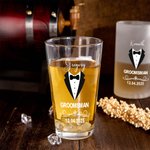 Personalized Groomsman Pint Beer Glass Mug with Name and Date Bachelor Party Wedding Anniversary Gift for Groomsmen