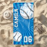 Asciugamano da spiaggia personalizzato con nome e numero per il calcio, il basket, lo sport e l'asciugatura rapida, regalo di viaggio per gli amanti dello sport.