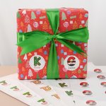 Personalised Santa Coloured Lights Letter Waterproof Stickers Initial Name Labels for DIY Gift Decoration Cute Christmas Festival Party Favors for Kids