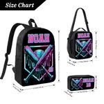 Personalized Cool Ice Cream Dripping Baseball Backpack Lunch Bag Pencil Case Set with Name Set of 3 Back to School Birthday Game Day Gift for Students