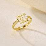 Personalised Minimalist Dainty Initial Ring with Birthstone Female Jewellery Anniversary Birthday Gift for Women