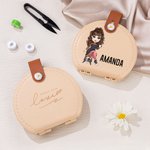 Personalized Cartoon Sewing Character Portable Name Sewing Kit Set Storage Box with Stitching Tools Supplies Birthday Gift for Tailor Sewing Lover