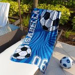 Asciugamano da spiaggia personalizzato con nome e numero per il calcio, il basket, lo sport e l'asciugatura rapida, regalo di viaggio per gli amanti dello sport.
