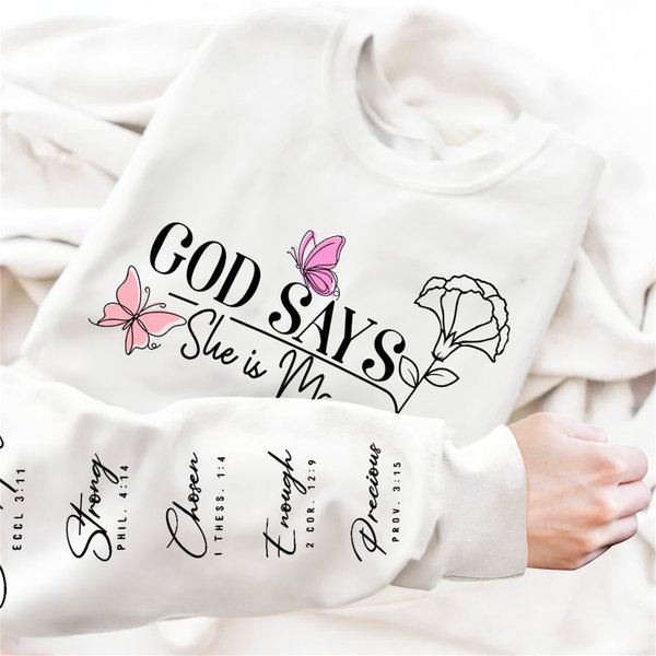 Spersonalizowana koszulka God Says Butterfly Birth Flower zachęcające słowa Bluza z imieniem Prezent urodzinowy na Dzień Matki dla kobiet