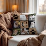 Personalisierter Mehrfarbiger Kissenbezug mit Pfotenabdruck Haustierfotos Namen Initiale Haus Deko Geburtstagsgeschenk für Tierliebhaber Besitzer