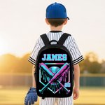 Personalized Cool Ice Cream Dripping Baseball Backpack Lunch Bag Pencil Case Set with Name Set of 3 Back to School Birthday Game Day Gift for Students