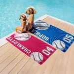 Asciugamano da spiaggia personalizzato con nome e numero per il calcio, il basket, lo sport e l'asciugatura rapida, regalo di viaggio per gli amanti dello sport.