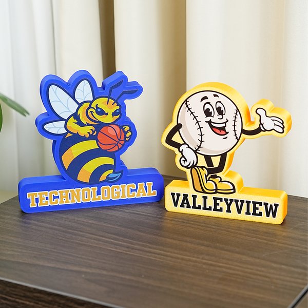 Impression 3D personnalisée Nom de la mascotte Plaque Esprit d'école Décoration de la chambre Cadeau de fin d'études pour étudiant