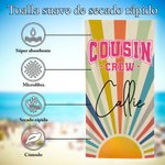 Toalla de playa personalizada para Cousin Crew estilo vintage con rayos de sol y nombre de secado rápido regalo de cumpleaños para la familia