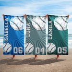 Asciugamano da spiaggia personalizzato con nome e numero per il calcio, il basket, lo sport e l'asciugatura rapida, regalo di viaggio per gli amanti dello sport.