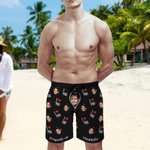 Propriété personnalisée de XX Photo du visage Maillot de bain pour homme avec nom et slip en maille Cadeau d'anniversaire pour mari Petit ami
