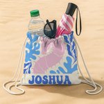 Personalisierte Kunst Ozean Quallen Wale Tiere Pflanzen Schnell trocknend Übergröße 2 in 1 Rucksack Strandtuch mit Namen Party Reise Geschenk für Kinder Erwachsene