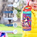 Personalized Dinosaur Fantasy Unicorn 12 oz Insulated Kid Water Bottle with Name Handle and Silicone Straw Birthday Back to School Gift for Kids