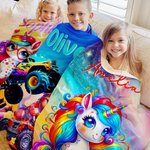 Personalizzato Dinosauri Fantasia Unicorni Coperta morbida con nome Home Decor Regalo di compleanno per bambini