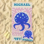 Personalisierte Kunst Ozean Quallen Wale Tiere Pflanzen Schnell trocknend Übergröße 2 in 1 Rucksack Strandtuch mit Namen Party Reise Geschenk für Kinder Erwachsene