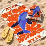 Personalisierte Kunst Ozean Quallen Wale Tiere Pflanzen Schnell trocknend Übergröße 2 in 1 Rucksack Strandtuch mit Namen Party Reise Geschenk für Kinder Erwachsene