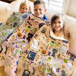 Personlig rolig Halloween alfabet mjuk pläd med namn heminredning utbildad Halloween present till baby småbarn