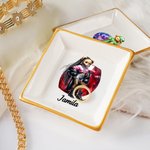 Spersonalizowany ceramiczny pojemnik na biżuterię z kamieniem narodzin i imieniem Hip-Hop Girl Teddy Bear Home Decor Prezent urodzinowy dla miłośników hip-hopu Black Queen Rapper